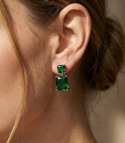 Princess Cut Drop Earrings