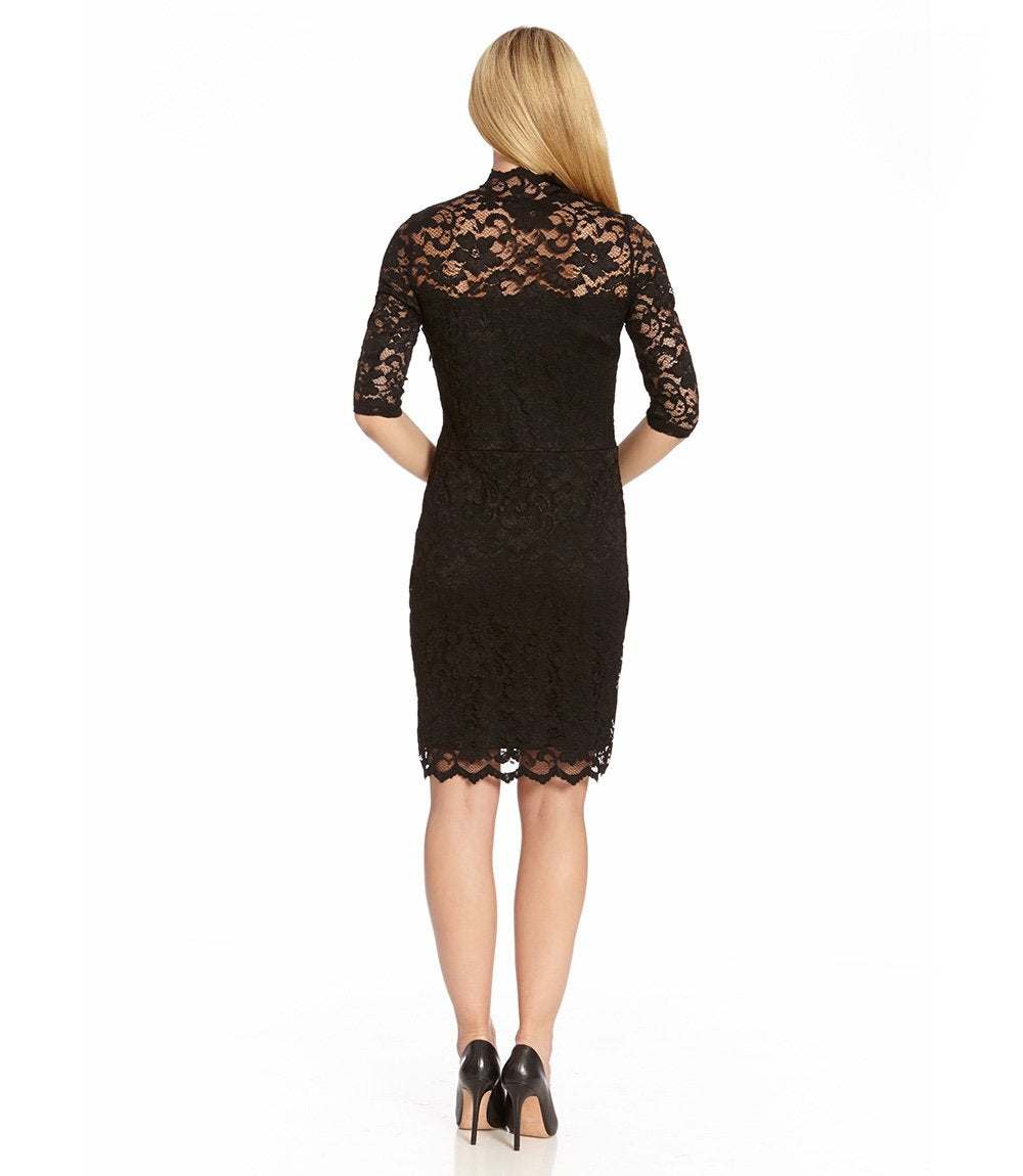Petite Size V-Neck Scallop Lace Dress