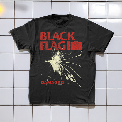 81 Damaged Black Flag Washed Black T-Shirt