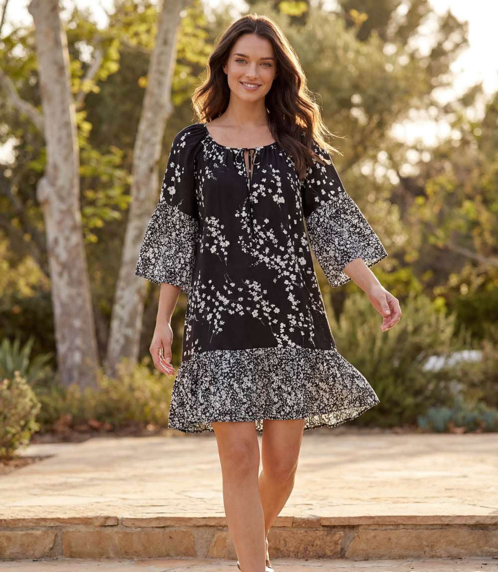 Contrast Ruffle Hem Dress