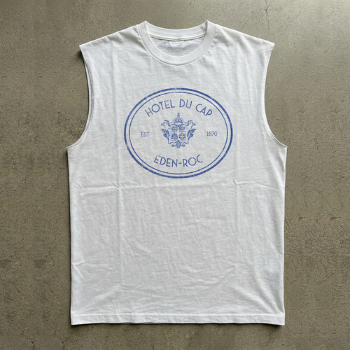 90s Du Cap Eden Roc Washed White Cut Off Tee
