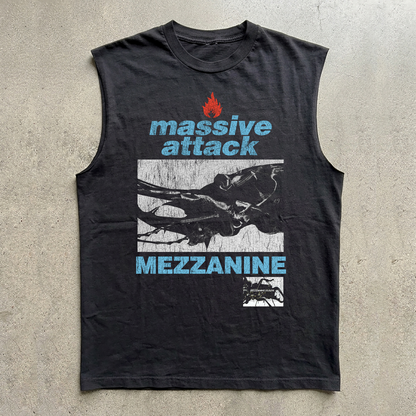 1998 Massive Attack Washed Black Cut Off Tee