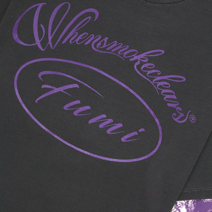 Fumi Script Double Tee | Black/Purple