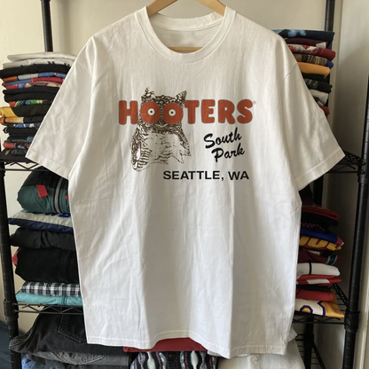 Rare Hooters Seattle Washed White Tee