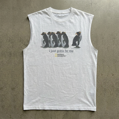 2001 Nat Geo I Just Gotta Be Me Rockhopper Washed White Cut Off