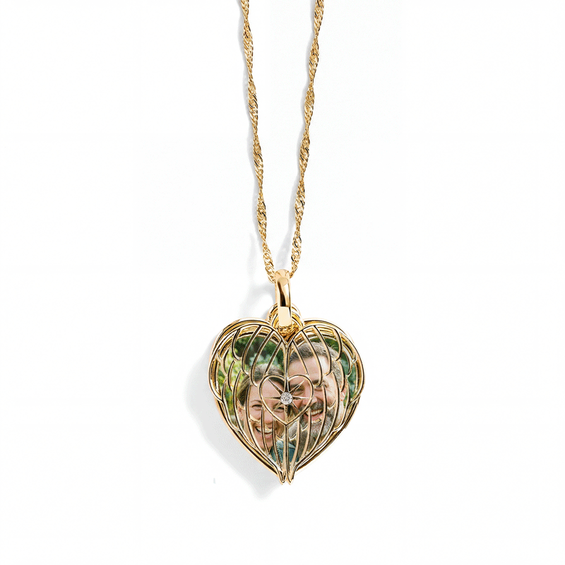 Personalized Angel Wing Photo Necklace