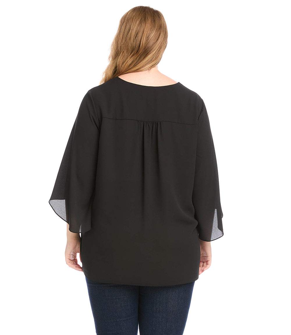 Plus Size Bracelet Sleeve Asymmetric Top