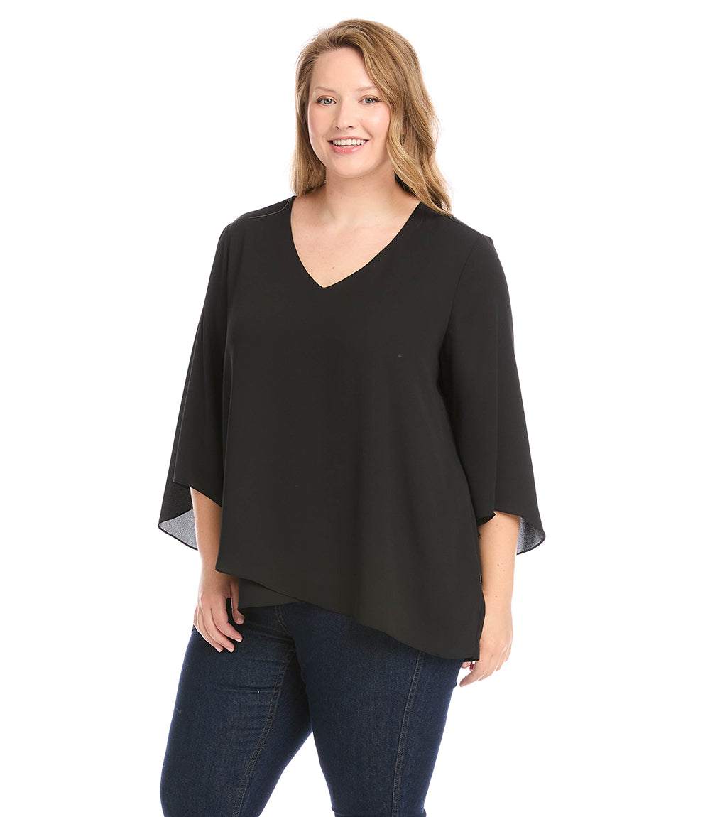 Plus Size Bracelet Sleeve Asymmetric Top
