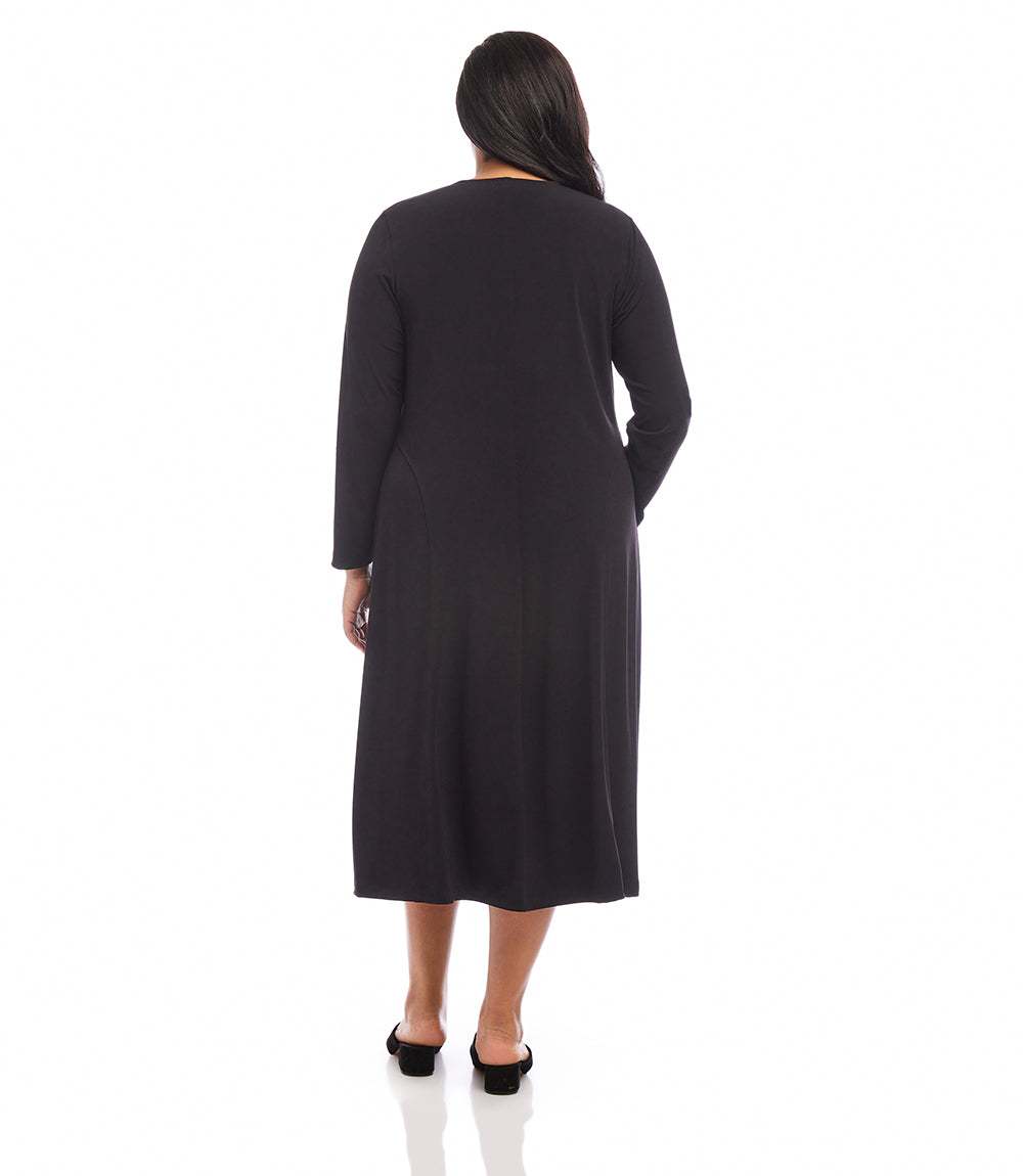Plus Size Kate V-Neck Midi Travel Jersey Dress