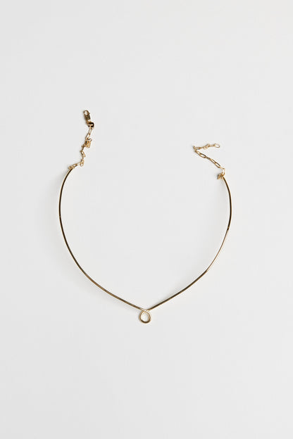 Omega Loop Necklace with Large Gothic Letter | 9K White Gold