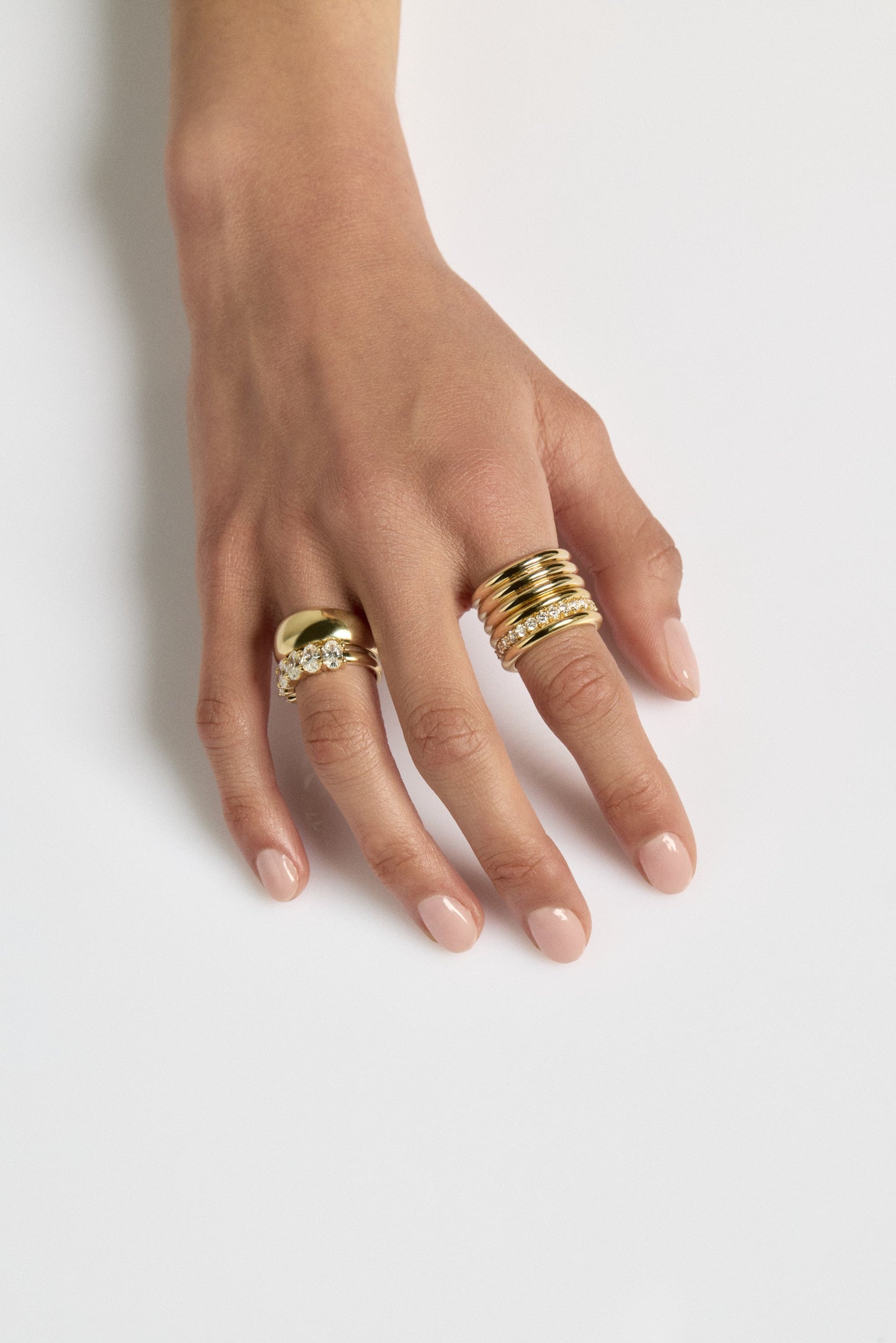 Triple Orielle Diamond Band | 18K White Gold