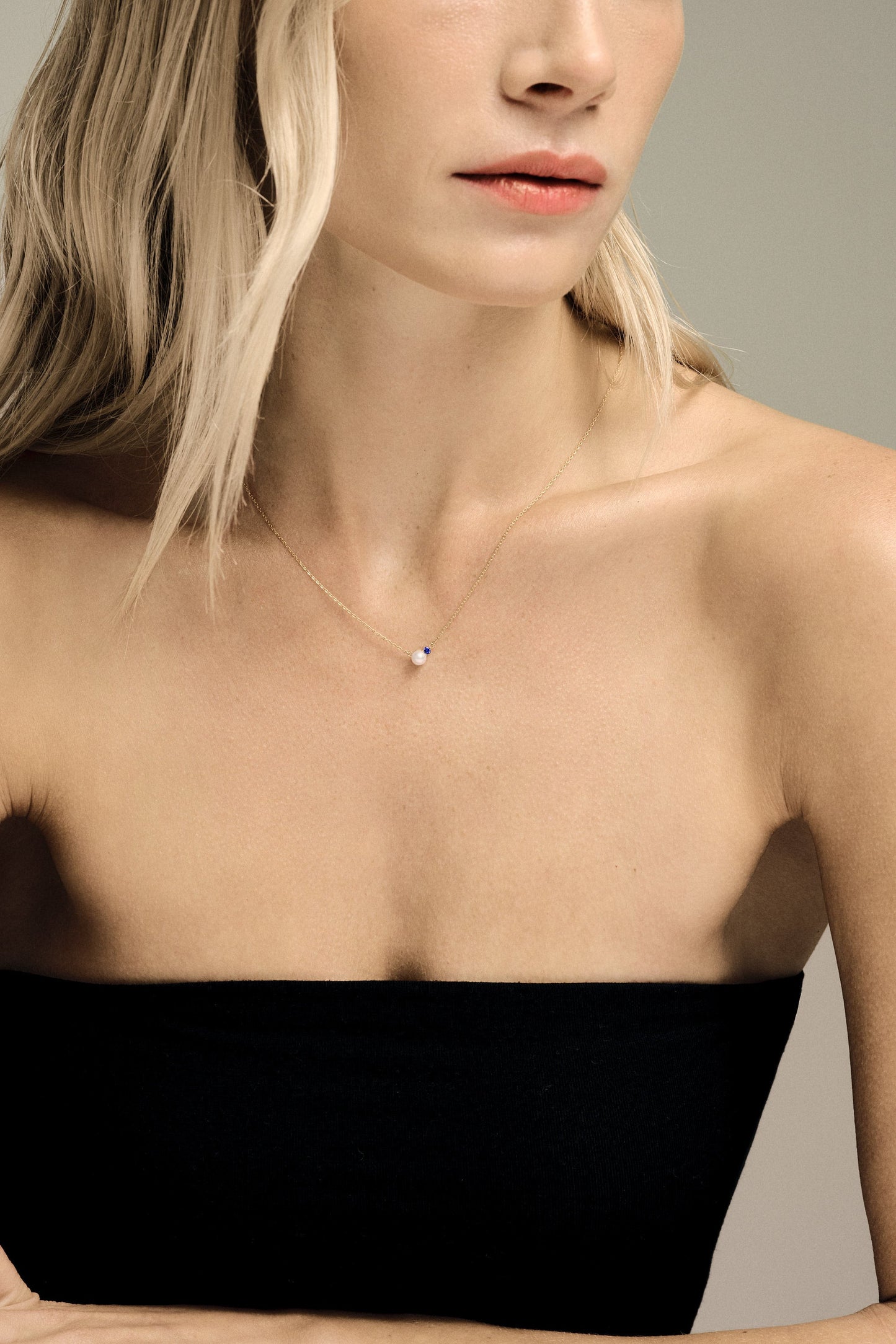 Sapphire Pearl Duo Necklace | 9K Yellow Gold