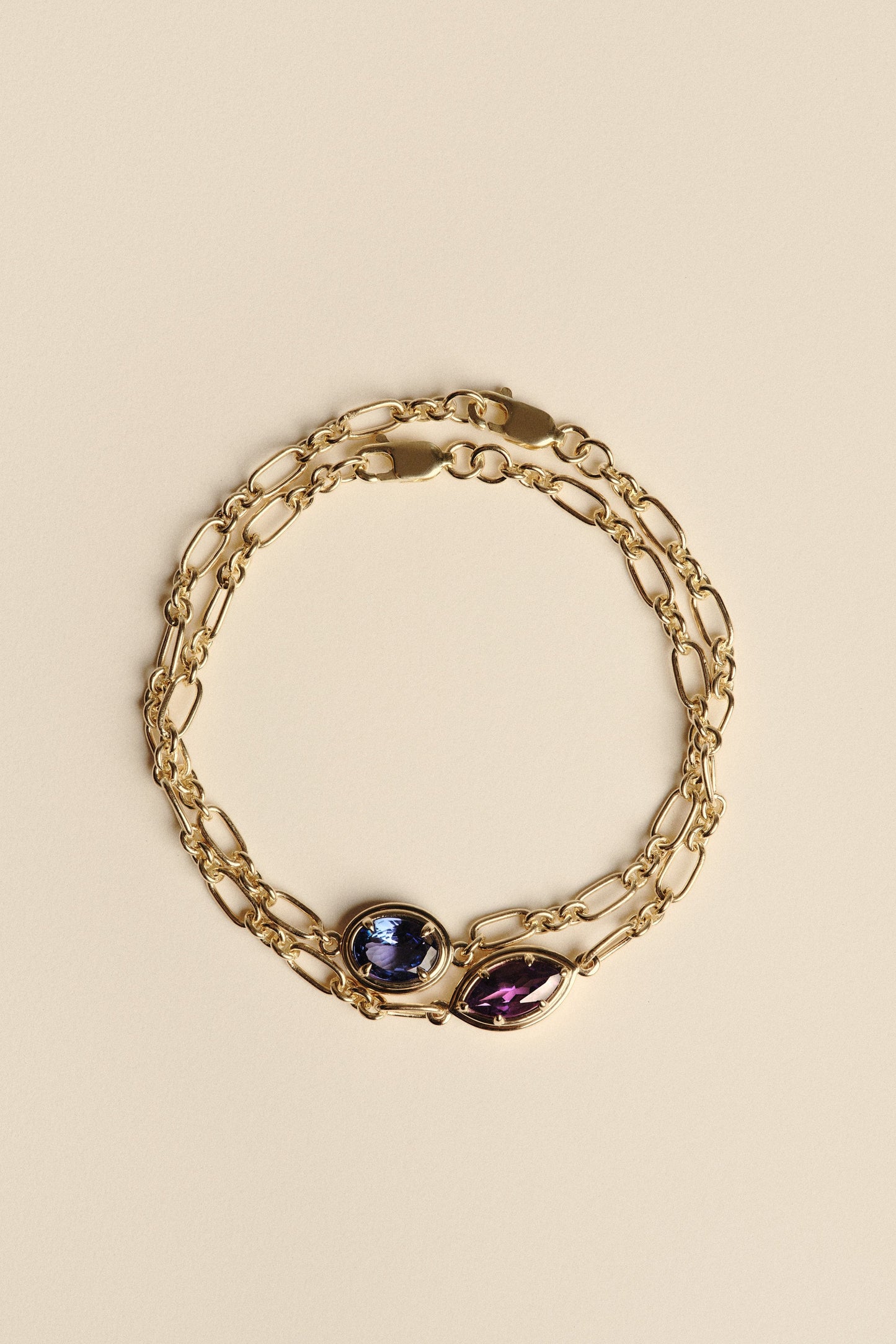 Roma Oval Gemstone Bracelet | White Gold