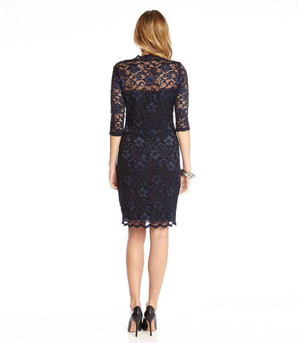 Petite Size V-Neck Scallop Lace Dress