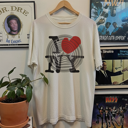 Rare Aphex Twin I Love NY Washed White Tee