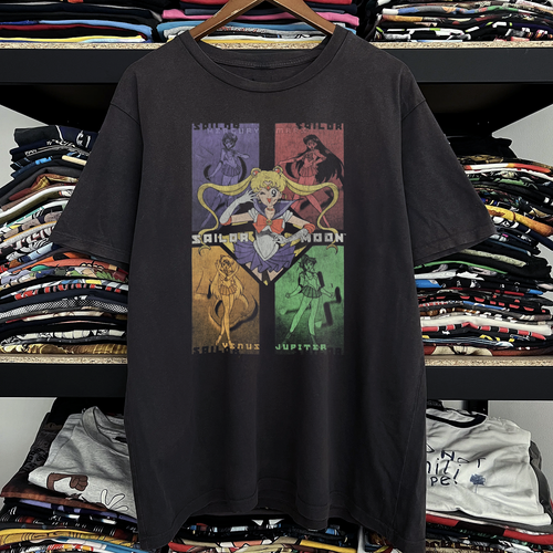 Rare Sailor Moon Grid Washed Black Tee