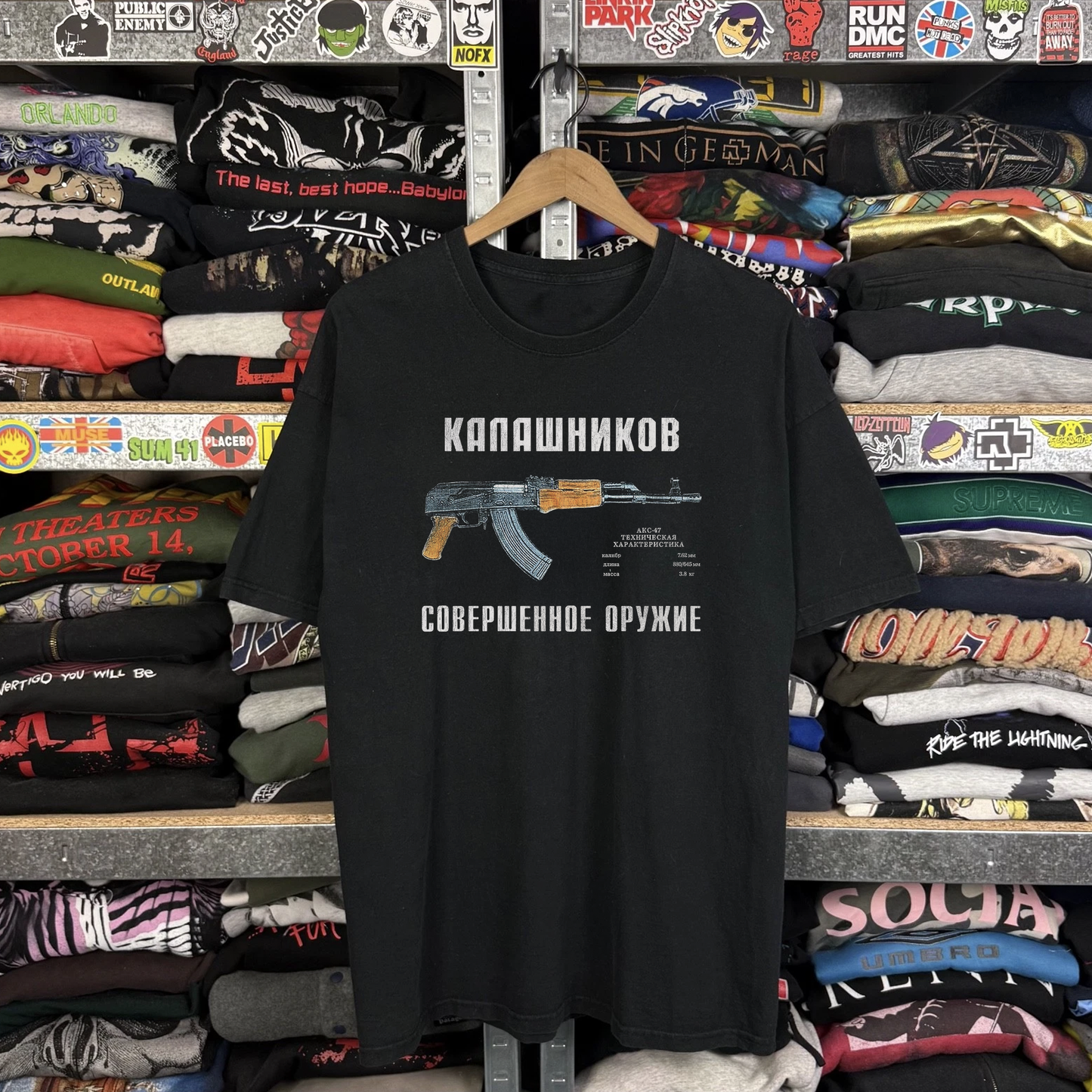 90s Kalashnikov AK-47 Tour Washed Black Tee