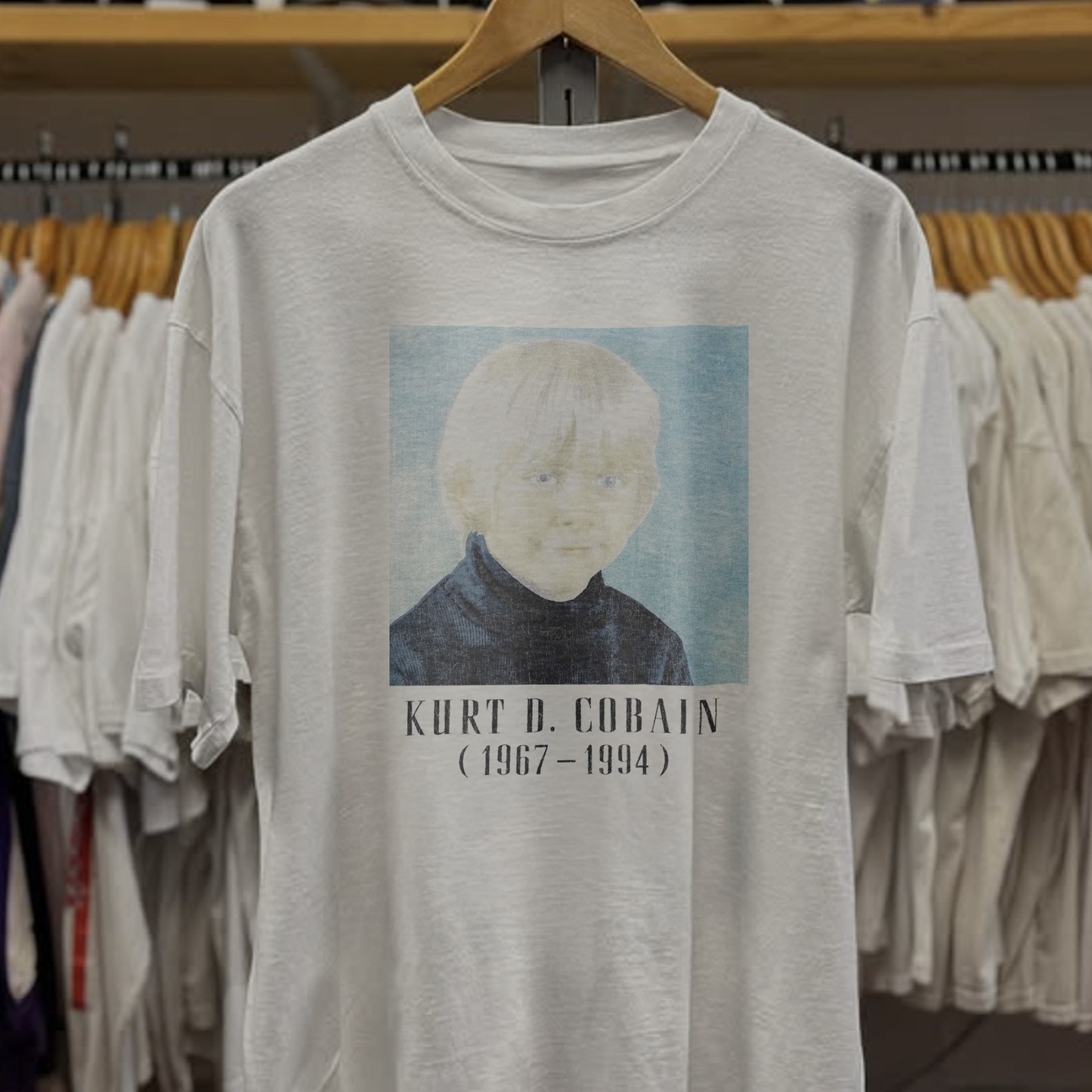 Rare Kurt D Cobain Washed White Tee