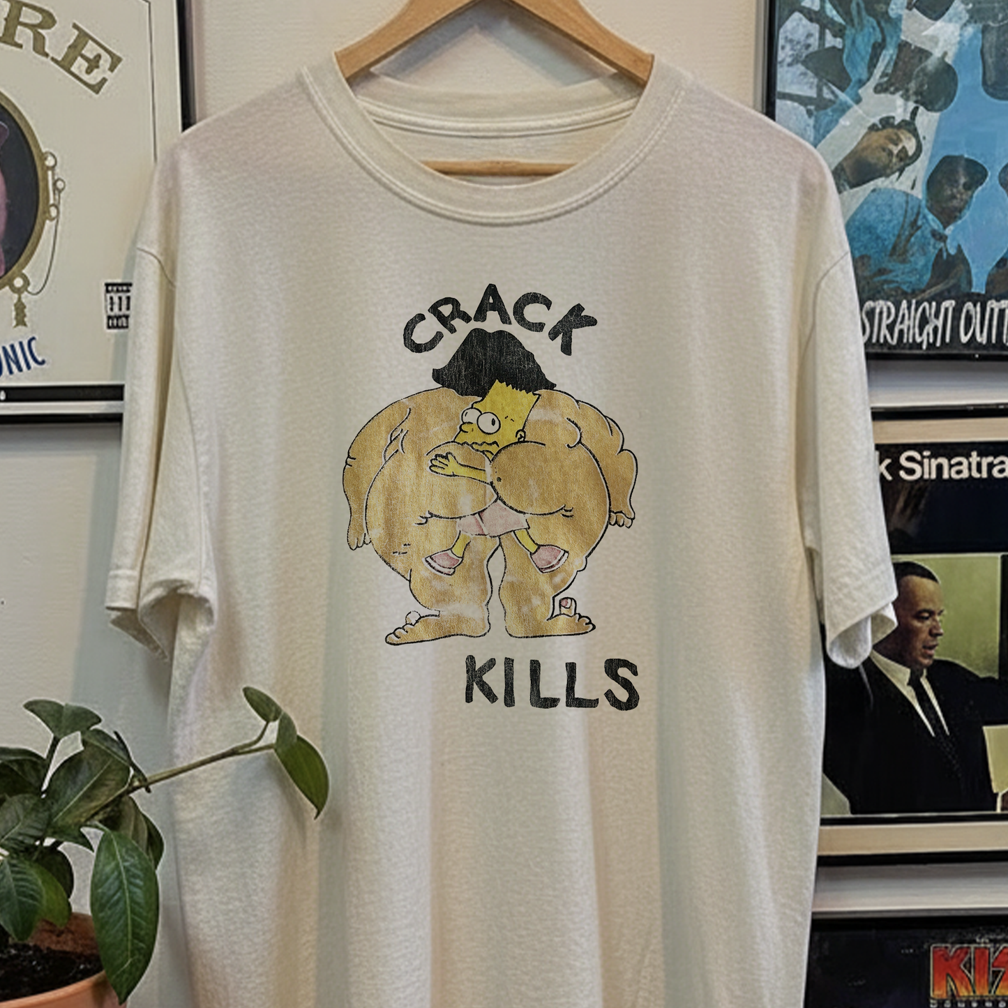 Rare Bart Simpson Crack Kills Washed White Tee