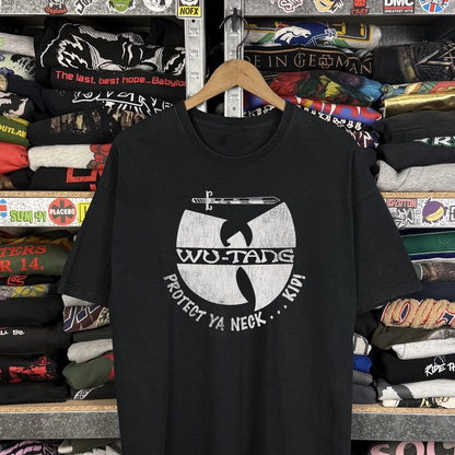 Rare Wu Tang Protect Ya Neck Washed Black Tee