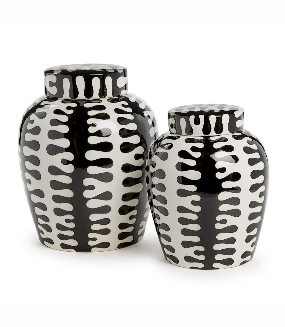 Wide Black And White Ceramic Vase