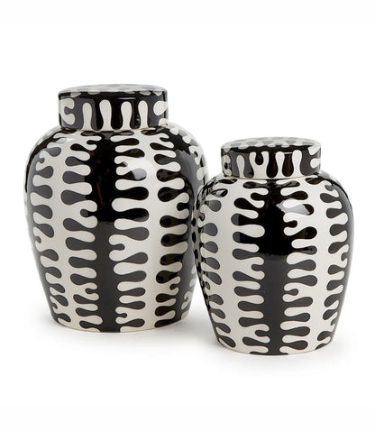 Wide Black And White Ceramic Vase