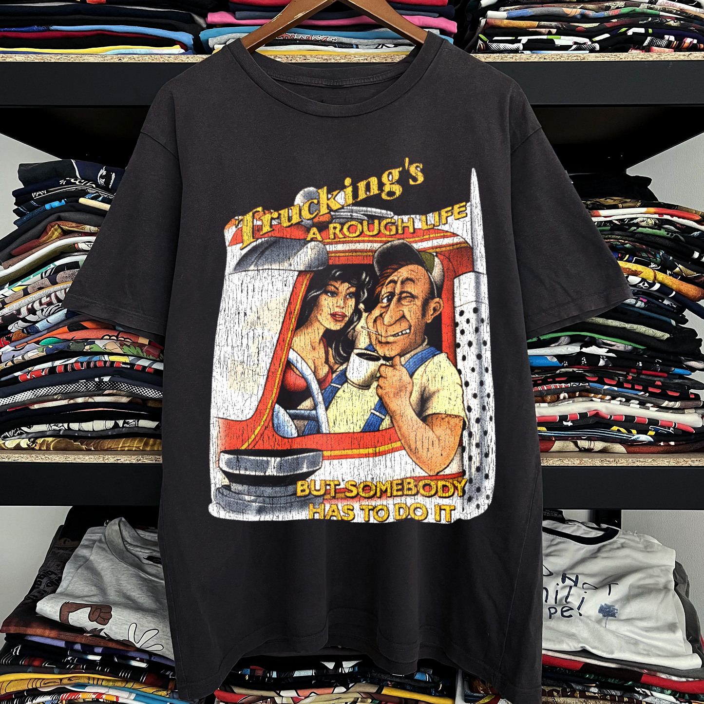 Trucking Washed Black Tee