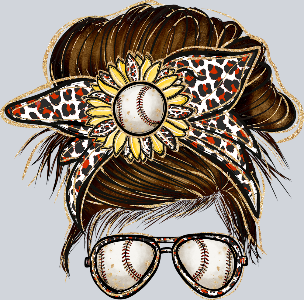 Baseball Messy Bun Sunflower - STK00414 (DTF Transfers)