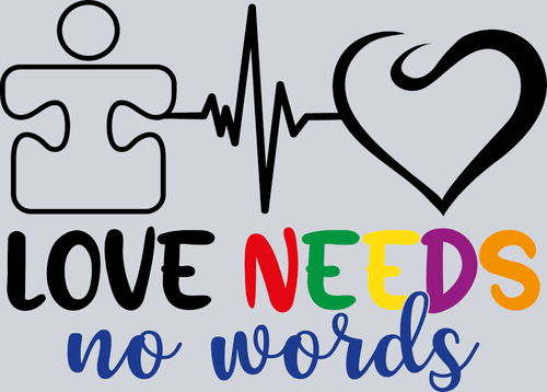 Autism Love Needs No Words Heartbeat - STK00314 (DTF Transfers)