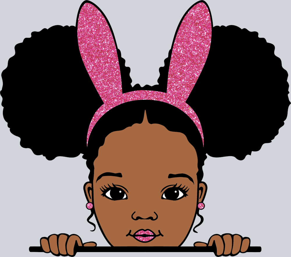 Black Girl Easter Peek A Boo Glitter - STK00628 (DTF Transfers)