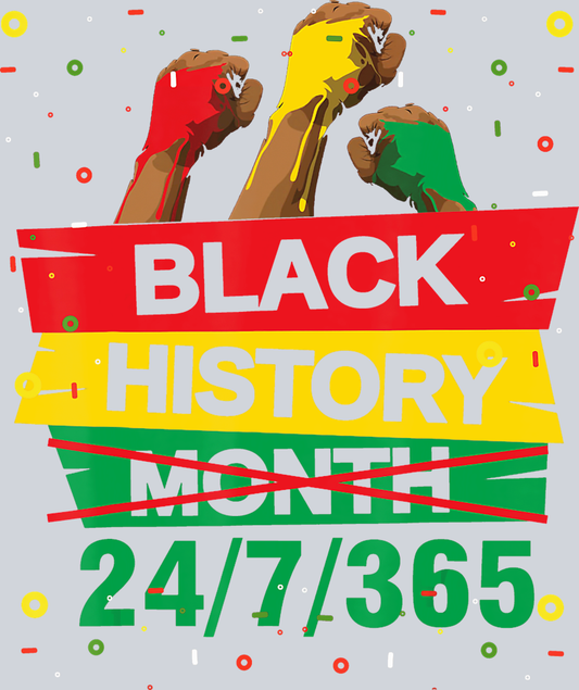 Black History Month 24 7 365 Raised Fists - STK00779 (DTF Transfers)