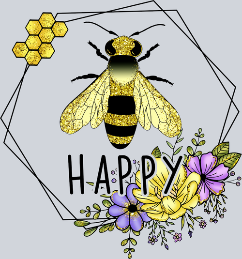 Bee Happy Flowers - STK00529 (DTF Transfers)